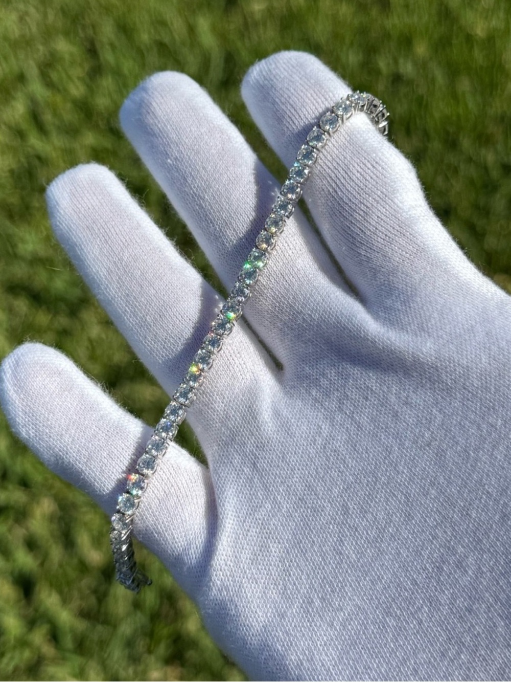 925 Silver, 11.7CTW Moissanite Tennis Bracelet - 6.5”